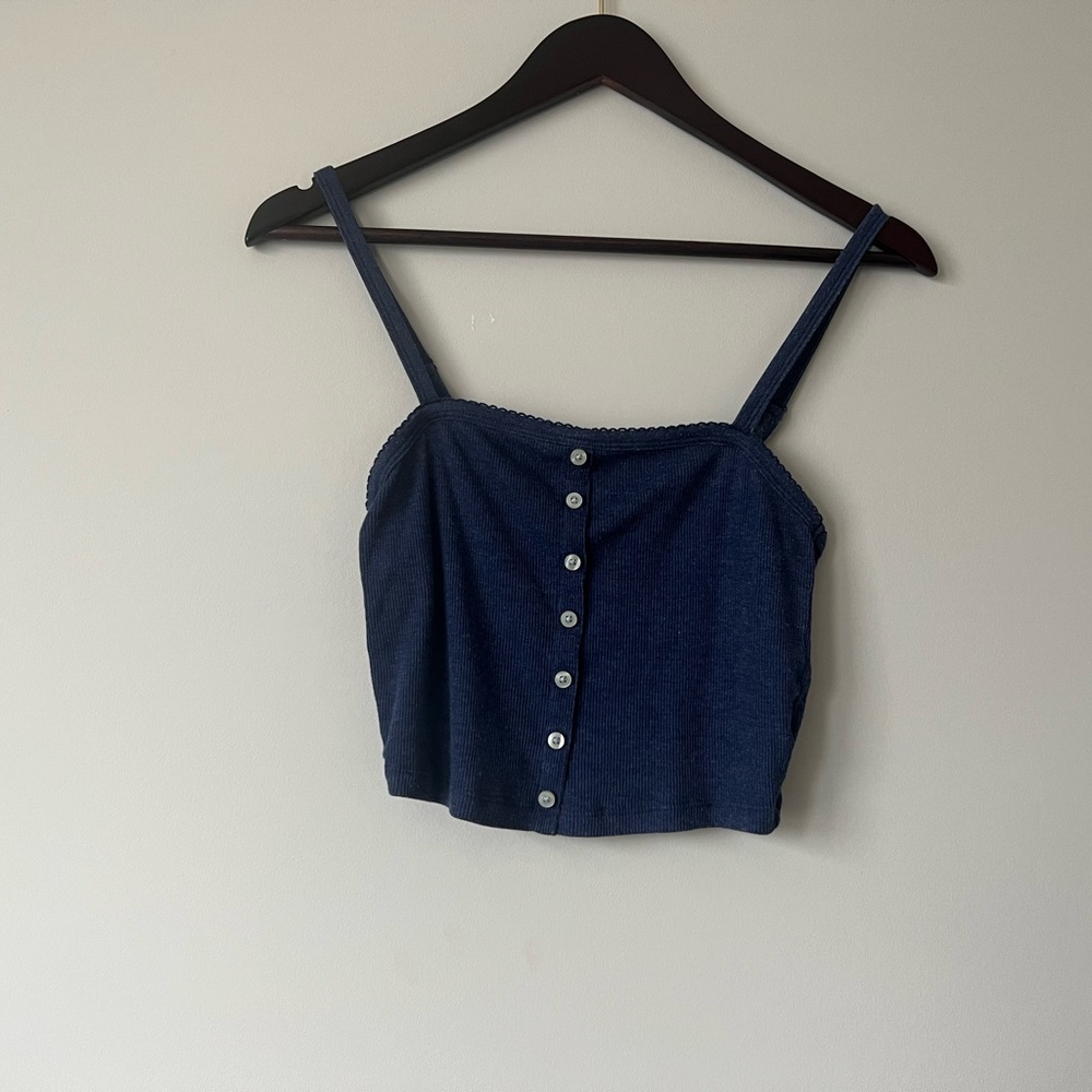 AE Soft Cotton Blue Crop Top, size M
